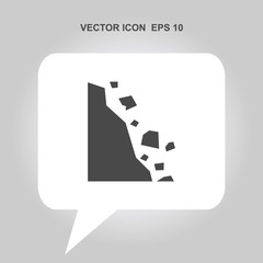 caution falling rocks vector icon