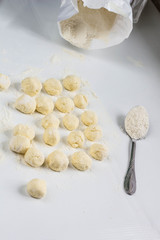 Raw dumplings with cottage cheese