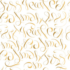 Gold fancy pattern. Vector calligraphic style. 