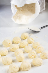Raw dumplings with cottage cheese