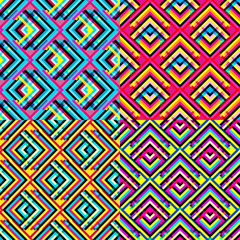 collection of colored geometric seamless backgrounds