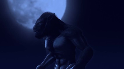 Wolfman Transformation in Front of the Full Moon - Powered by Adobe