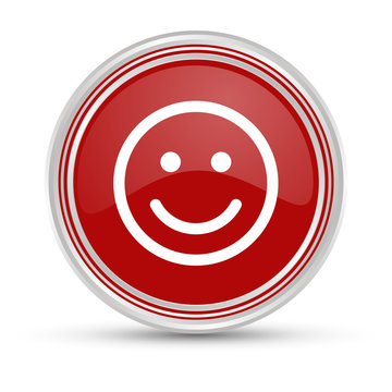 Roter Button - Positiv - Smiley lächelnd