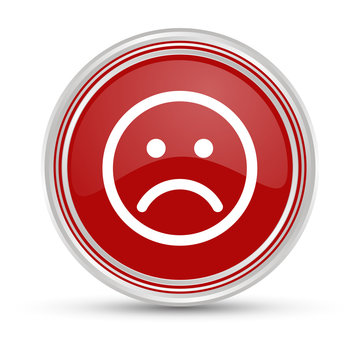 Roter Button - Negativ - Smiley unglücklich