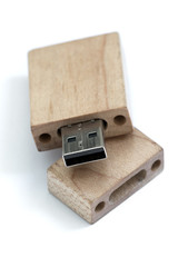 usb flash drive in wooden body