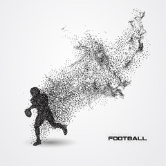 football player of a silhouette from particle