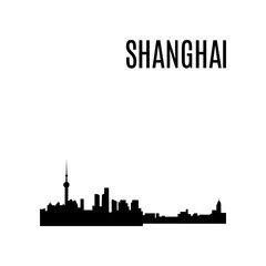 Vector Shanghai City skyline silhouette typographic design panorama. China landmark, architecture. Famous Skyscrapers: Jin Mao Tower,Shanghai World Financial Center,Oriental Pearl Tower,Shanghai Tower