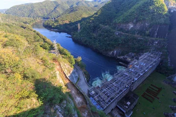 Deurstickers Dam Big dam in forest
