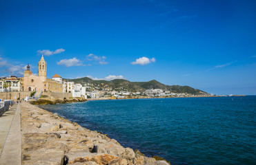 Naklejka premium Church of Sant Bartomeu and Santa Tecla in Sitges