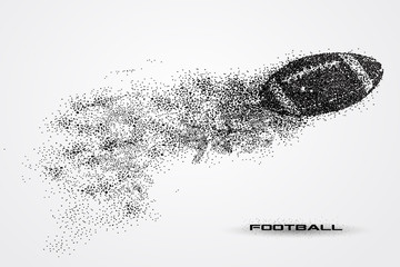 Fototapeta na wymiar football ball of a silhouette from particle