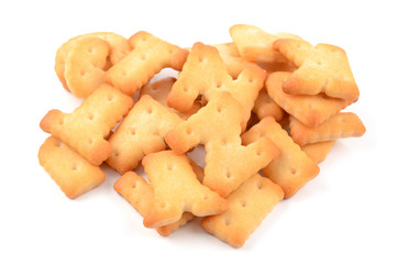 Crackers on a white background