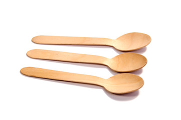 Carving wooden spoon isolated on white background cutout