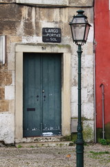 Cityscape of Lisbon with street lamp. Portugal