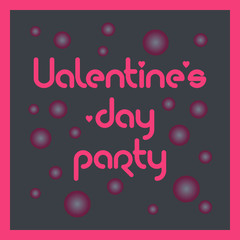 Valentines Day Party Flyer. Valentine's Day Party banner, flyer. Lettering for Valentine's Day Party invitation card template.