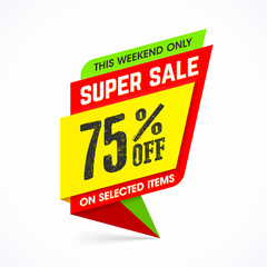 Super sale weekend special offer banner vector illustration