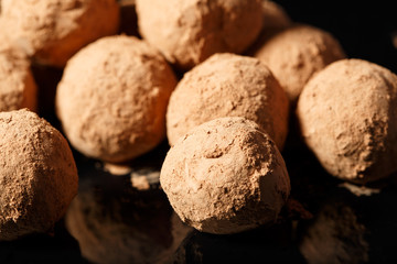 Homemade candies covered with cacao