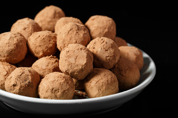 Homemade candies covered with cacao