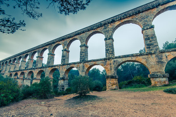 Fototapeta premium Aqueducte Roman devil Bridge in Tarragona,Spain