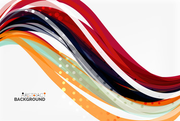 Vector color wave lines with dotted effect on light background