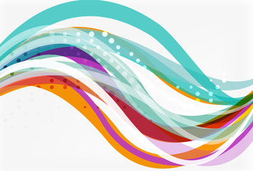 Vector color wave lines with dotted effect on light background