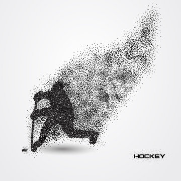 hockey player of a silhouette from particle