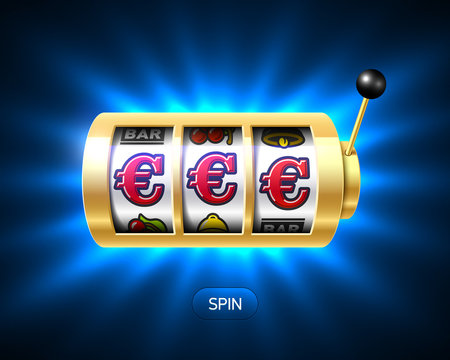 Slot machine with euro jackpot on bright background