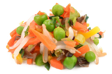 Sliced ??vegetables on a white background