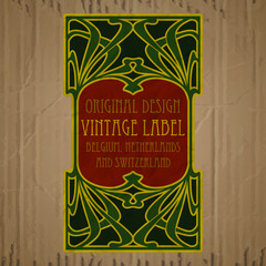 vector vintage items: label Art Nouveau
