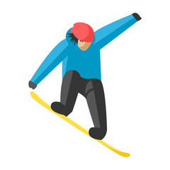 Fototapeta premium Snowboarder jump in pose people vector.