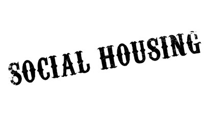 Social Housing rubber stamp. Grunge design with dust scratches. Effects can be easily removed for a clean, crisp look. Color is easily changed.