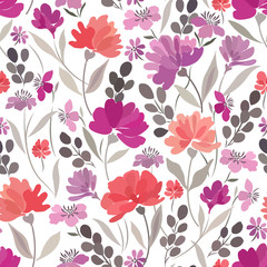 floral print, purple and red colors