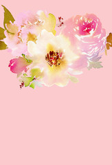 Fototapeta na wymiar Greeting card with watercolor flowers handmade.