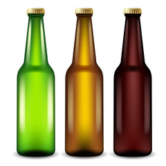 Realistic Beer Bottles : Vector Illustration