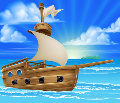 Cartoon Sailing Ship