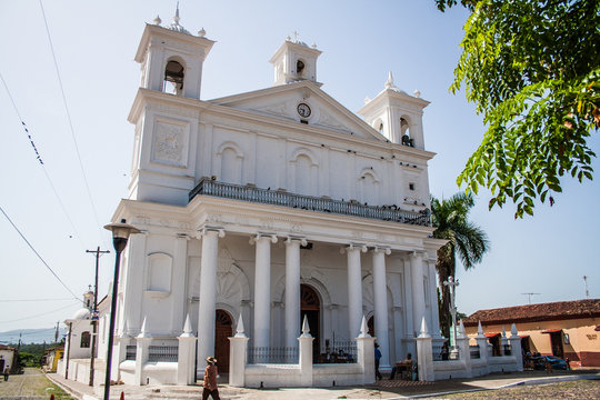 Suchitoto Cathedral in El Salvador, Central America, historic colonial architecture of the town of Suchitoto.