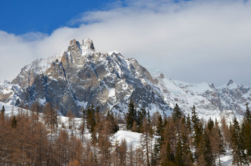 Cima del Monte Bianco vista dalle piste da sci