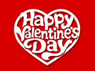 Happy Valentine Day! Greetings in a heart shape. Vector illustration.