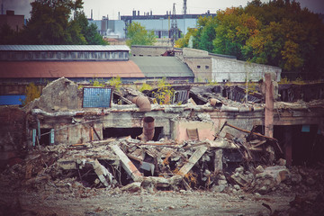 Fototapeta premium Old destroyed metallurgical plant