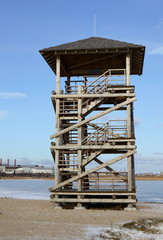 Wildlife observation tower to lake in Liepaja, Latvia