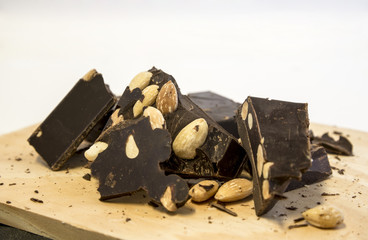 Broken chocolate pieces