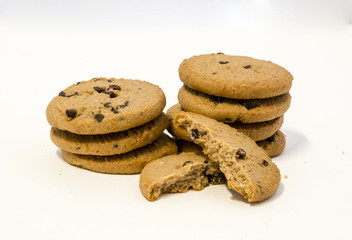 Stacked sweet cookies isolated on white background