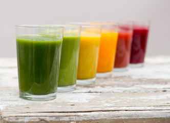 Colored Fruit smoothies