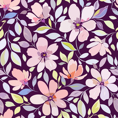 pink flowers on a purple background