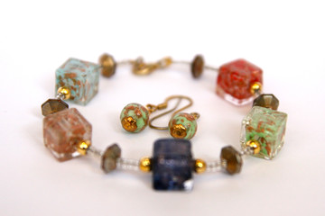 Bracelet earrings Murano glass