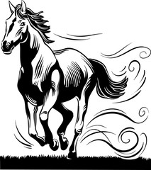 Horse running free in the wind.