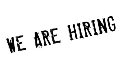 We Are Hiring rubber stamp. Grunge design with dust scratches. Effects can be easily removed for a clean, crisp look. Color is easily changed.