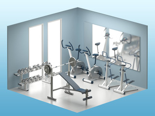 Fitness room isometric