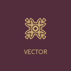 Fototapeta na wymiar Luxury vector logo. Linear emblem
