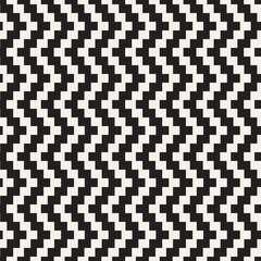 Fototapeta premium Halftone Edgy Lines Mosaic Endless Stylish Texture. Vector Seamless Black and White Pattern