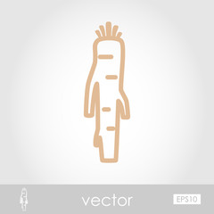 Horseradish outline icon. Vegetable root vector